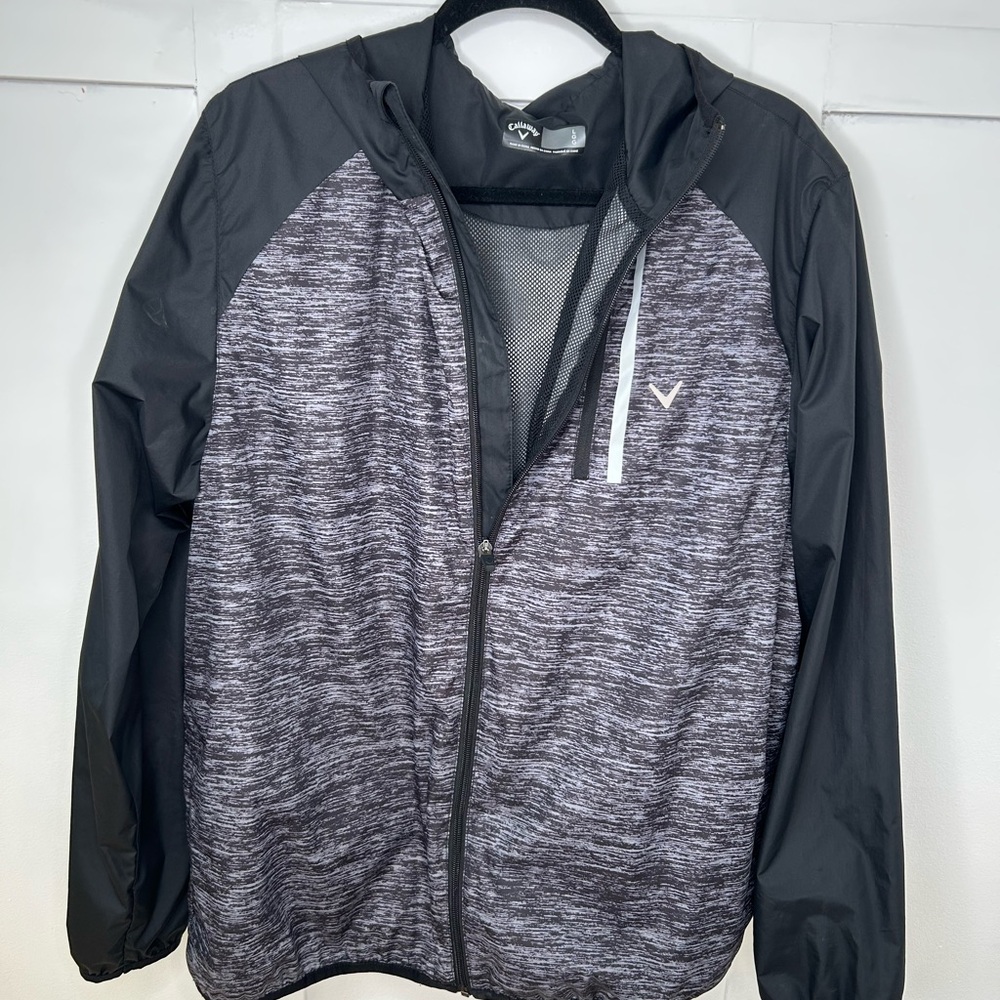 Callaway Golf Windbreaker Zip-Up Black and Gray Lightweight Jacket Size Large